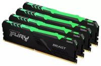 Оперативная память для компьютера 64Gb (4x8Gb) PC4-28800 3600MHz DDR4 DIMM CL18 Kingston FURY Beast RGB (KF436C18BBAK4/64)