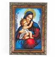 Икона Дева Мария рамка багет 10х15 см, каменная крошка 119232