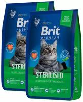 BRIT PREMIUM CAT STERILIZED CHICKEN для взрослых кастрированных котов и стерилизованных кошек с курицей (2 + 2 кг)