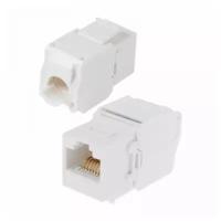 Модуль Keystone Jack RJ-45(8P8C) UTP, CAT 6, тип 180 градусов, самозажимной, белый REXANT 1 шт арт. 05-1052