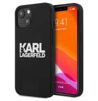 Чехол Karl Lagerfeld Liquid silicone Stack logo Hard для iPhone 13, черный