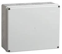 Коробка IEK КМ41271 распаячная для о/п 240х195х90 мм IP44 (RAL7035, кабельные вводы 5 шт)