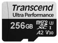 Карта памяти 256Gb - Transcend microSDXC 340S Class 10 UHS- I U3 V30 A2 TS256GUSD340S-A с адаптером SD