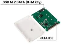 Адаптер-переходник для установки диска SSD M.2 SATA (B+M key) в белый пластиковый корпус 2.5" PATA IDE / NFHK N-2507N