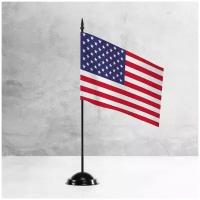 Настольный флаг США на пластиковой черной подставке
