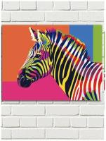 Картина по номерам красочная зебра (животные, абстракция) - 8214 Г 30x40
