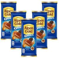 ALPEN GOLD OREO шоколад молочный с начинкой со вкусом арахисовой пасты и кусочками печенья 90г Набор 5шт