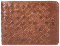 Бумажник Mano, фактура плетеная, гладкая, коричневый