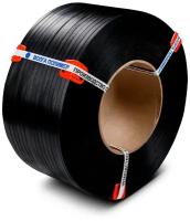 Стреппинг лента 12 мм х 0,6 мм х 3000 м, черная, лента полипропиленовая Волга Полимер, лента пп для упаковки