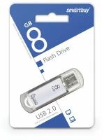 Флеш-диск 8 GB, SMARTBUY V-Cut, USB 2.0, металлический корпус, серебристый, SB8GBVC-S 2 шт