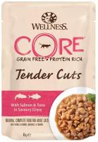 Влажный корм для кошек Wellness CORE Tender Cuts, беззерновой, с лососем, с тунцом 85 г (кусочки в соусе)