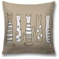 Наволочка декоративная на молнии, чехол на подушку JoyArty "Добрые коты" 45х45 см