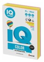 Бумага цветная IQ color, А4, 80 г/м2, 200 л, (4 цвета x 50 листов), микс неон, RB04