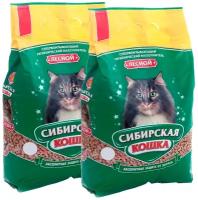 Сибирская кошка лесной наполнитель древесный для туалета кошек (20 + 20 л)