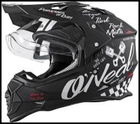 Шлем кроссовый со стеклом ONEAL Sierra TORMENT, мат., черный/белый, размер M