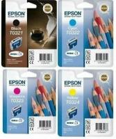 Картридж Epson T0321 T0322 T0323 T0324 комплект 4 цвета оригинальные Epson Stylus C70 C80