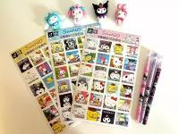 Набор стикеров наклеек для творчества 3 в 1 (72 штуки) Hello Kitty Kuromi My Melody Cinnamoroll Pom purin