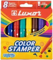 Фломастеры утолщённые Набор 8 цветов Color Stamper смываемые со штампами (картонная упаковка с европодвесом) (35886)
