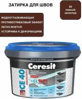 Затирка для швов до 10 мм водоотталкивающая Ceresit CE 40 Aquastatic 60 темный шоколад 2кг