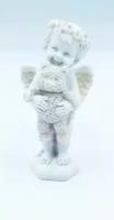 Сувенир статуэтка Ангел с мишкой в венке 9см полимерная