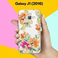 Силиконовый чехол на Samsung Galaxy J1 (2016) Оранжевые цветы / для Самсунг Галакси Джей 1 (2016)