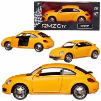 Машина металлическая RMZ City 1:32 Volkswagen New Beetle, желтый матовый цвет, двери открываются
