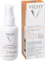 Vichy Capital Soleil для лица флюид невесомый против признаков фотостарения SPF 50+ 40мл UV-Age Daily