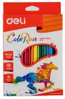 Карандаши цветные Deli ColoRun EC00110 трехгранные пластик 18цв. коробка/европод