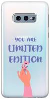 Силиконовый чехол на Samsung Galaxy S10e, Самсунг С10е с 3D принтом "Limited Edition" прозрачный