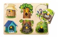 Деревянные Игрушки Рамка-вкладыш «Кто где живет. Животные» с подслоем