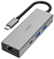 Разветвитель USB-C Hama H-200108 4порт. серый (00200108)