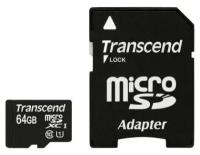 Карта памяти MicroSD 64GB Transcend Class 10 UHS-I (300х) + SD адаптер