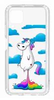 Чехол для Huawei P40 Lite Kruche Print Flying Unicorn,пластиковая накладка,силиконовый бампер с защитой камеры,защитный прозрачный кейс с рисунком