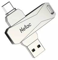 Накопитель USB 3.0/USB Type-C 128Гб Netac U782C (NT03U782C-128G-30PN), серебристый