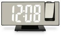 Часы проекционные LED MIRROR CLOCK DS-3618LP/Будильник/ Светодиодные/Электронные/Настольные