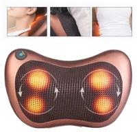 Массажная подушка для шеи, спины, плеч и поясницы с подогревом / Massage Pillow / массажная подушка релакс / Массажная подушка электрическая / массажная подушка с термороликами (коричневая)