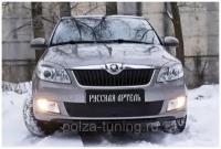 Зимняя заглушка решетка переднего бампера Skoda Fabia II 2010 - 2013