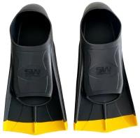 Силиконовые короткие ласты для плавания / бассейна SwimRoom "Short Fins", Размер 39-41, Цвет Черный с желтым