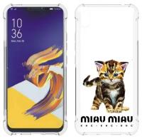 Чехол задняя-панель-накладка-бампер MyPads Бренд miau miau для ASUS ZenFone 5/5Z (ZE620KL/ZS620KL)/(Z01RD)/(X00QD) противоударный