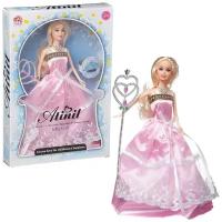 Кукла Junfa Atinil (Атинил) Очаровательная принцесса (в длинном розовом платье) c волшебной палочкой, 28см WJ-21501/розовое
