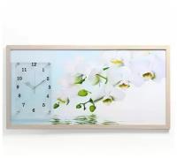 Часы-картина настенные, серия: Цветы, "Водная гладь и белые орхидеи", 50х100 см, микс 1210519
