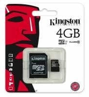 Карта памяти MicroSD 4GB Kingston Class 10 + SD адаптер