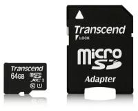 Карта памяти Transcend Premium microSDXC 64Gb UHS-I Cl10 +ад, TS64GUSDU1, 1 шт