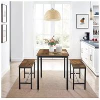 Кухонный/ обеденный стол и 2 скамейи в стиле лофт