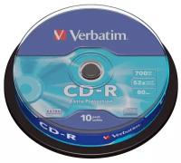 Оптический диск CDR диск Verbatim DL 700Mb 52x CakeBox 10шт. (43437)