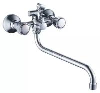 Смеситель для ванны и умывальника 1/2 кер CN2209-2 CRON труб. излив 300 мм, с душ. аксессуарами хром