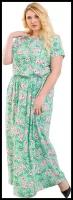 Жен. платье арт. 19-0753 Ментоловый 44 Штапель Sharlize Цветы