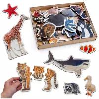 Пазлы для малышей Животные реалистичные 29 фигур / развивающая игрушка для детей / деревянная настольная игра / головоломка / Ulanik