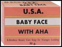 Мыло для лица Бэби Фэйс с AHA-кислотами, для возрождения и обновления кожи, от угрей и прыщей U.S.A. BIG M. K.BROTHERS Herbal Soap, 50 г