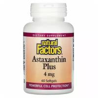 Natural Factors, Astaxanthin Plus, астаксантин, 4 мг, 60 капсул